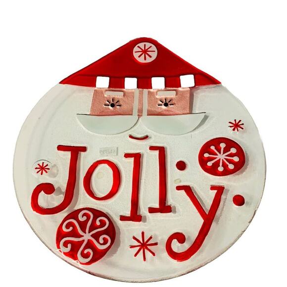 New Jolly Santa Fusion Glass Shaped Plate Platter Lori Siebert 2011 Silvestryi - Picture 1 of 9